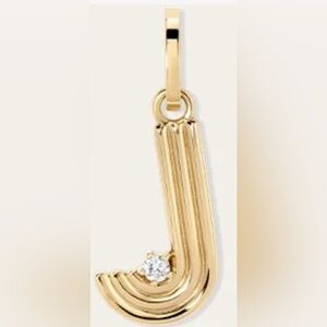 Gold J Initial Pendant with Diamond Accent
